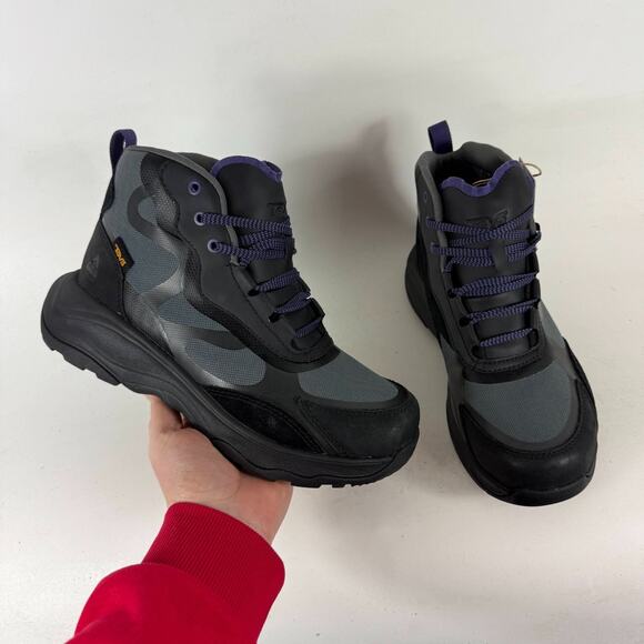 Teva Geotrecca Mid Waterproof Hiking Boot Women's 7 Black Lace-Up Round Toe - Picture 1 of 10